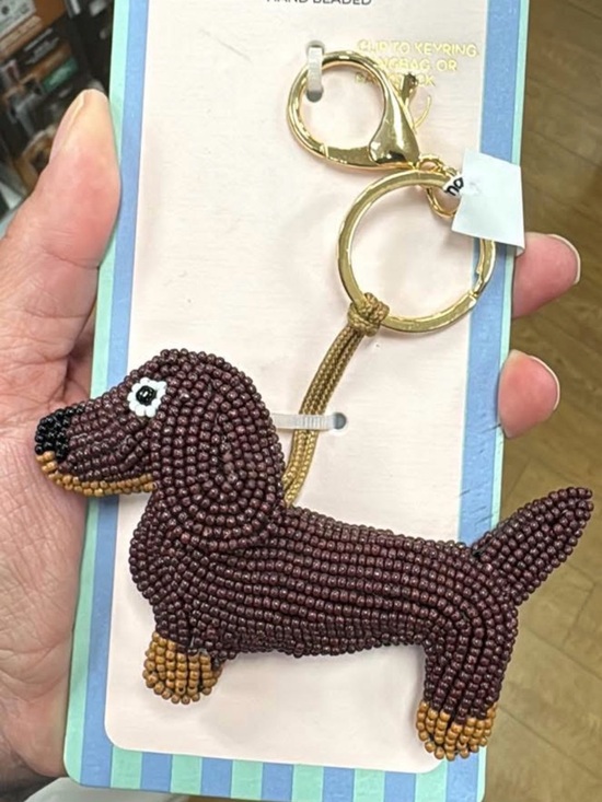 Piper K Accessories - Beaded Dachshund Keychain - Brown